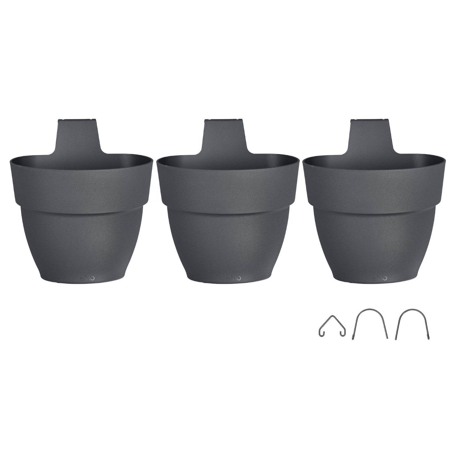 Pots vases suspensions et accessoires - 3 Pots de fleurs Vibia campana forêt Anthracite ELHO -