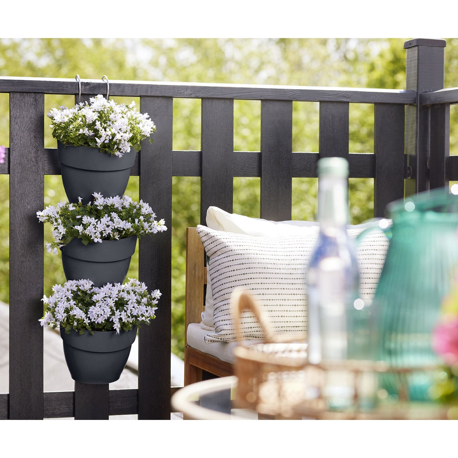 Vente 3 Pots de fleurs Vibia campana forêt Anthracite ELHO -