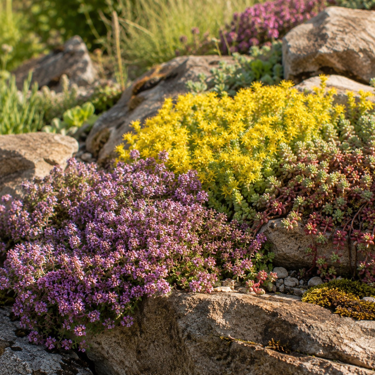 3 Vivaces tapissantes  - Thymus serphyllum, Sedum acre , Sedum spurium - Willemse