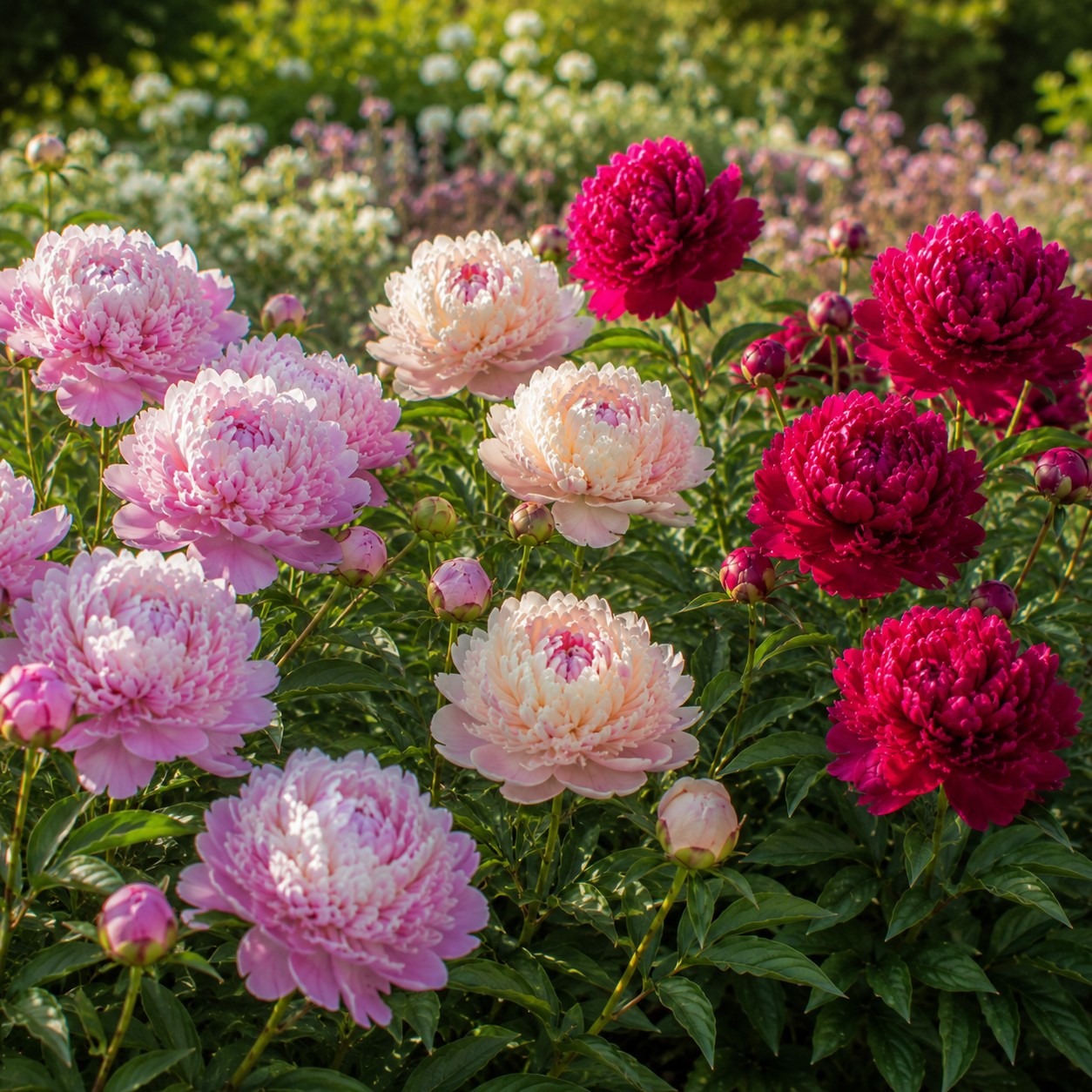 Vente Trio de Pivoines rose et rouge  - Paeonia lactiflora Sarah Bernhardt, Sorbet, Karl Rosenfield